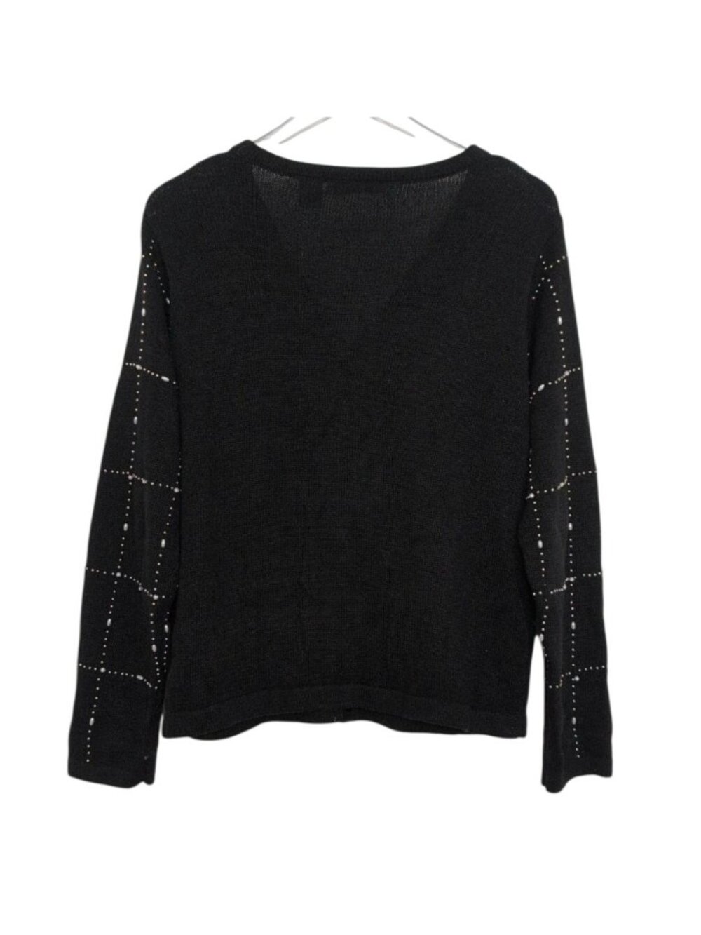 Victoria Jones Beaded Poinsettia Cardigan Womens Size Medium Black Christmas - Picture 7 of 10